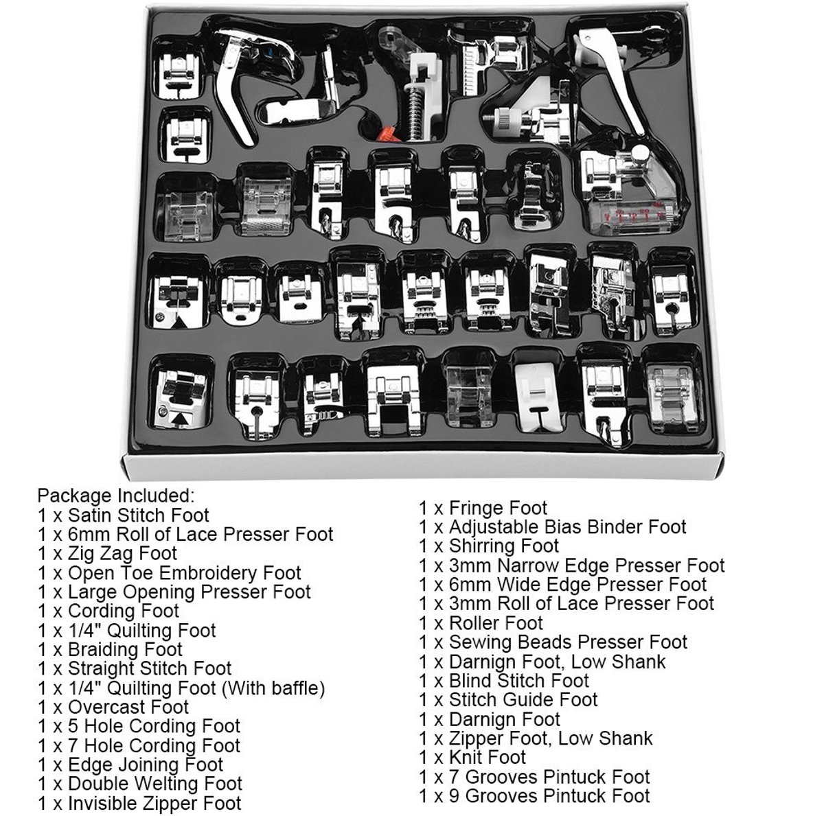 Dailygoods- Naaivoetenset solide gladde multifunctionele - Naaimachine voetjes - Naaimachine voet - Naaimachine voetpedaal - Universeel - Corrosiebestendig - Naaimachinevoet