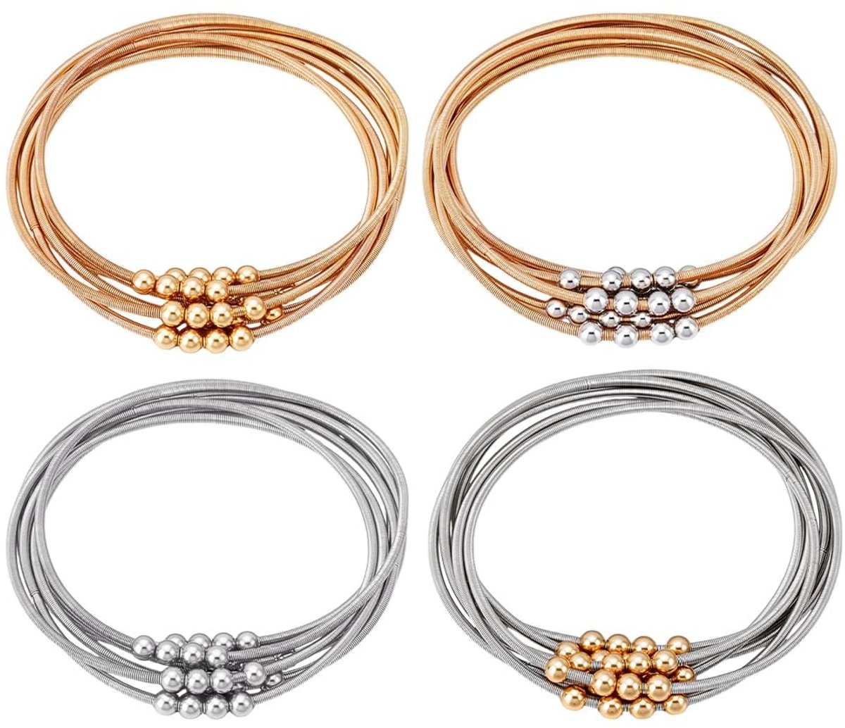 Dailygoods- Armband Stapelbaar - 24 Stuks - Verstelbare Stretcharmbanden - Gitaar Snaar Armbanden - Boheemse Boho Armbanden - Duurzaam Legeringsmateriaal - Sieraden