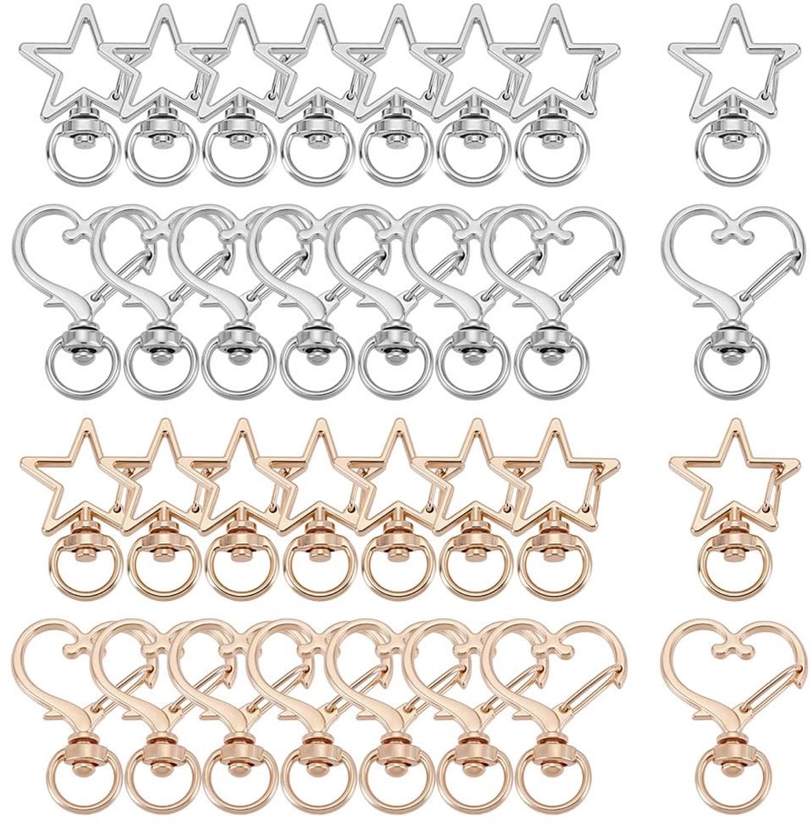 Dailygoods- Karabijnhaken 32 stuks - Draaibare Sluitingen - Sleutelhanger - Sieraden Maken - Gemengde Kleuren - Compact Formaat - Sleutelhangers