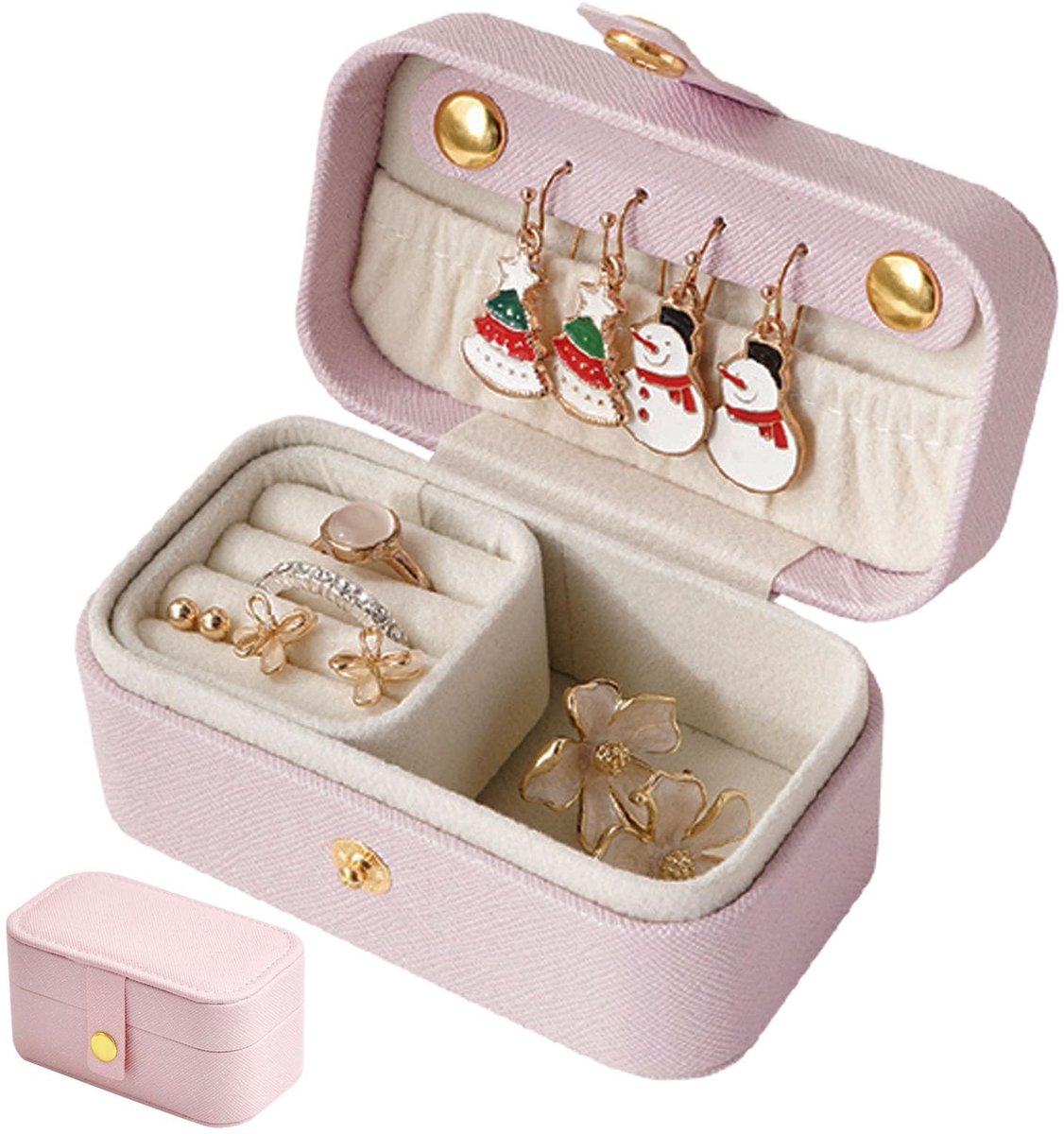Dailygoods- Sieradenbox - PU Leer - Draagbaar - Meerdere Compartimenten - Reizen - Elegant Design - Bescherming tegen Stof en Krassen - Juwelendoos