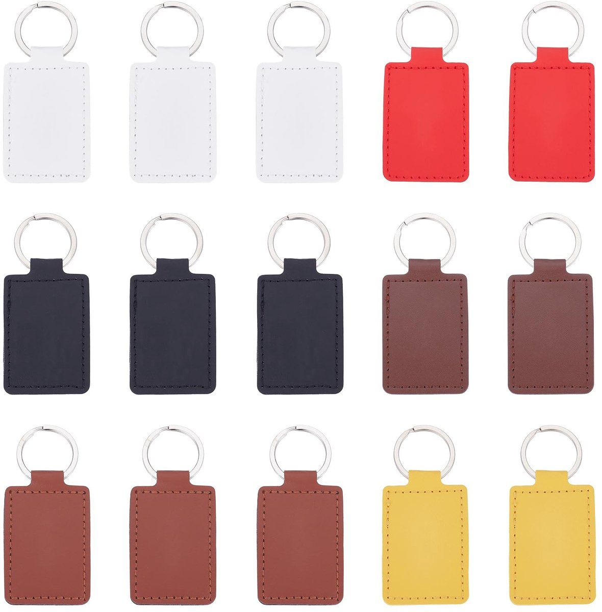 Dailygoods- Sleutelhanger 15 Stuks - PU-leer - Rechthoekig - Onbewerkt - Lasergravure - 4 x 8,5 cm - Creatieve Accessoires - Sleutelhanger Set