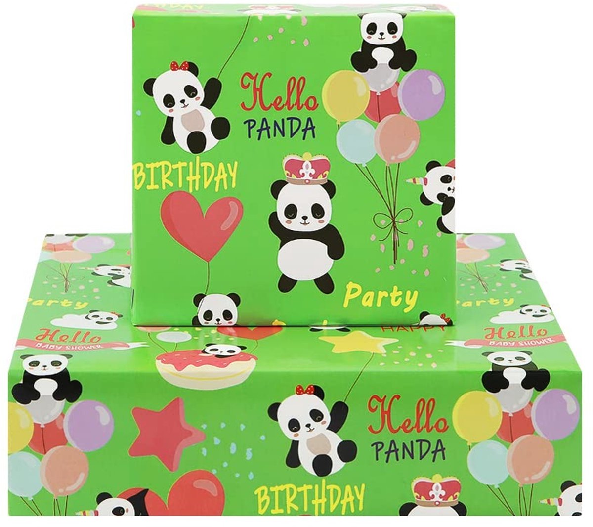 Dailygoods- Cadeaupapier Verjaardag - Panda Ontwerp - 6 Vellen 50 x 70 cm - Premium Kwaliteit - Feestpapier - Geschikt voor Babyshower - Inpakpapier