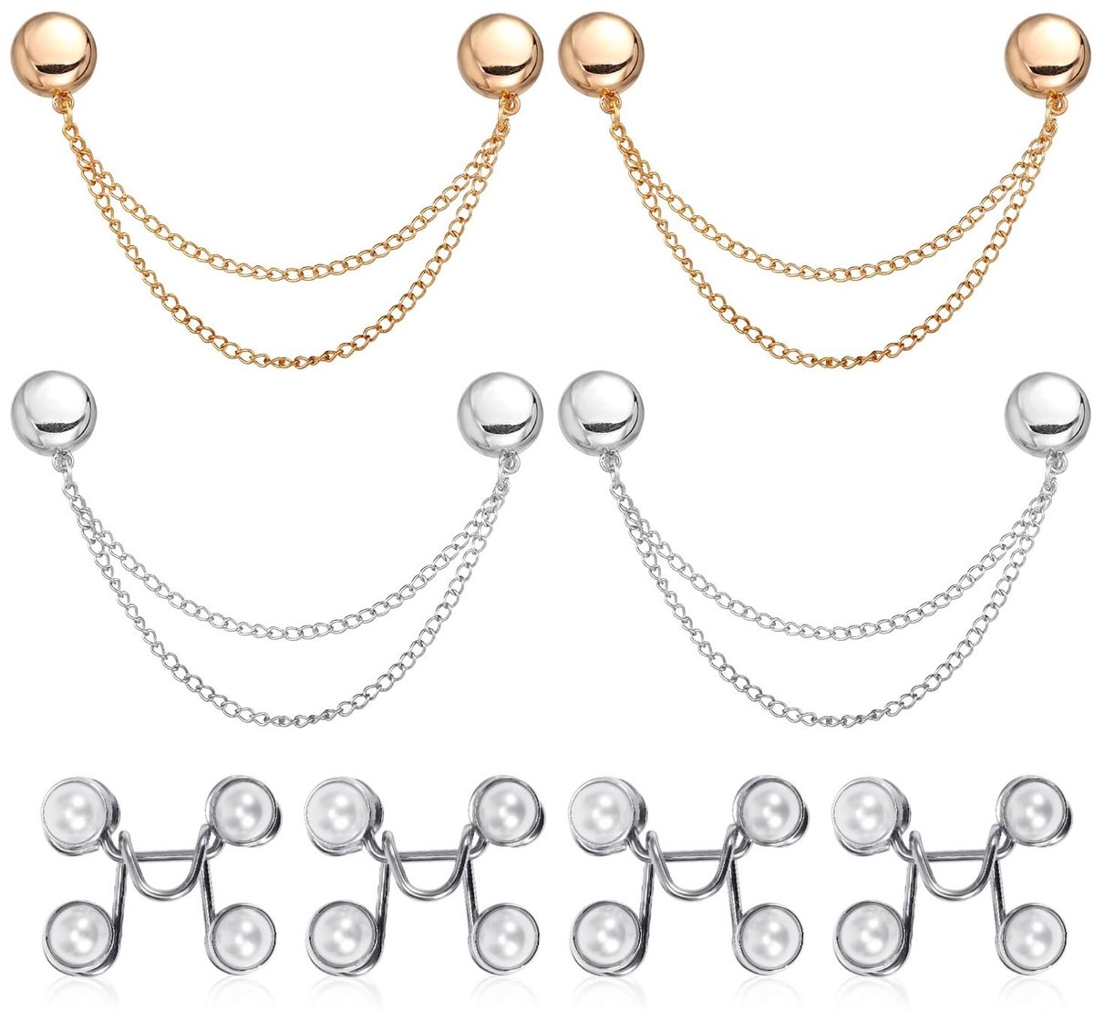 Dailygoods- Kledingclips 4st - Magnetische Knoopclips - Taillegesp voor Broeken - Verstelbare Aanspanclips - Bevestigen van Zoom - Legering - Broektailleclips