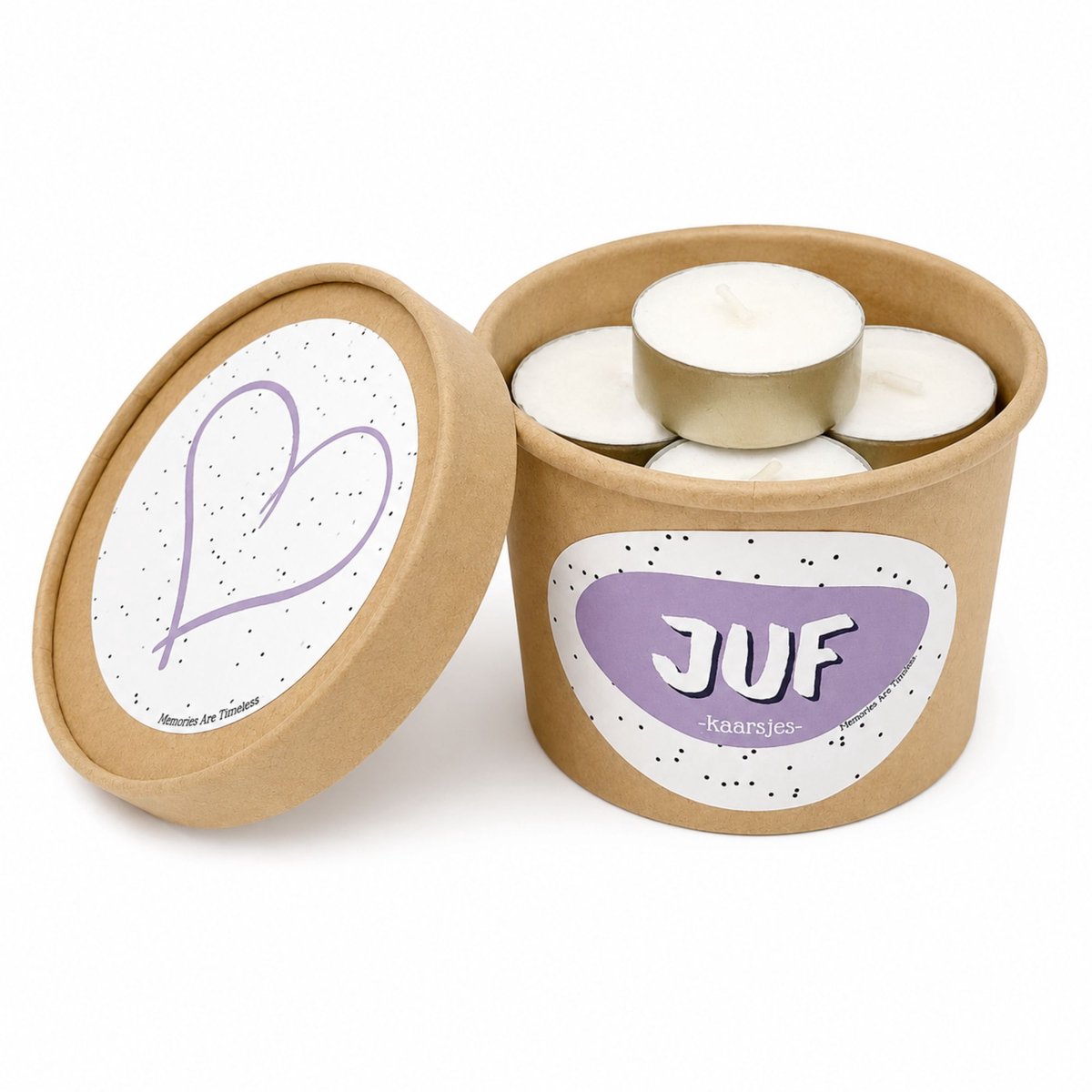 Memories Are Timeless Juf Kaarsjes - Theelichtjes Voor De Juf - Juf Cadeau - Memories Are Timeless