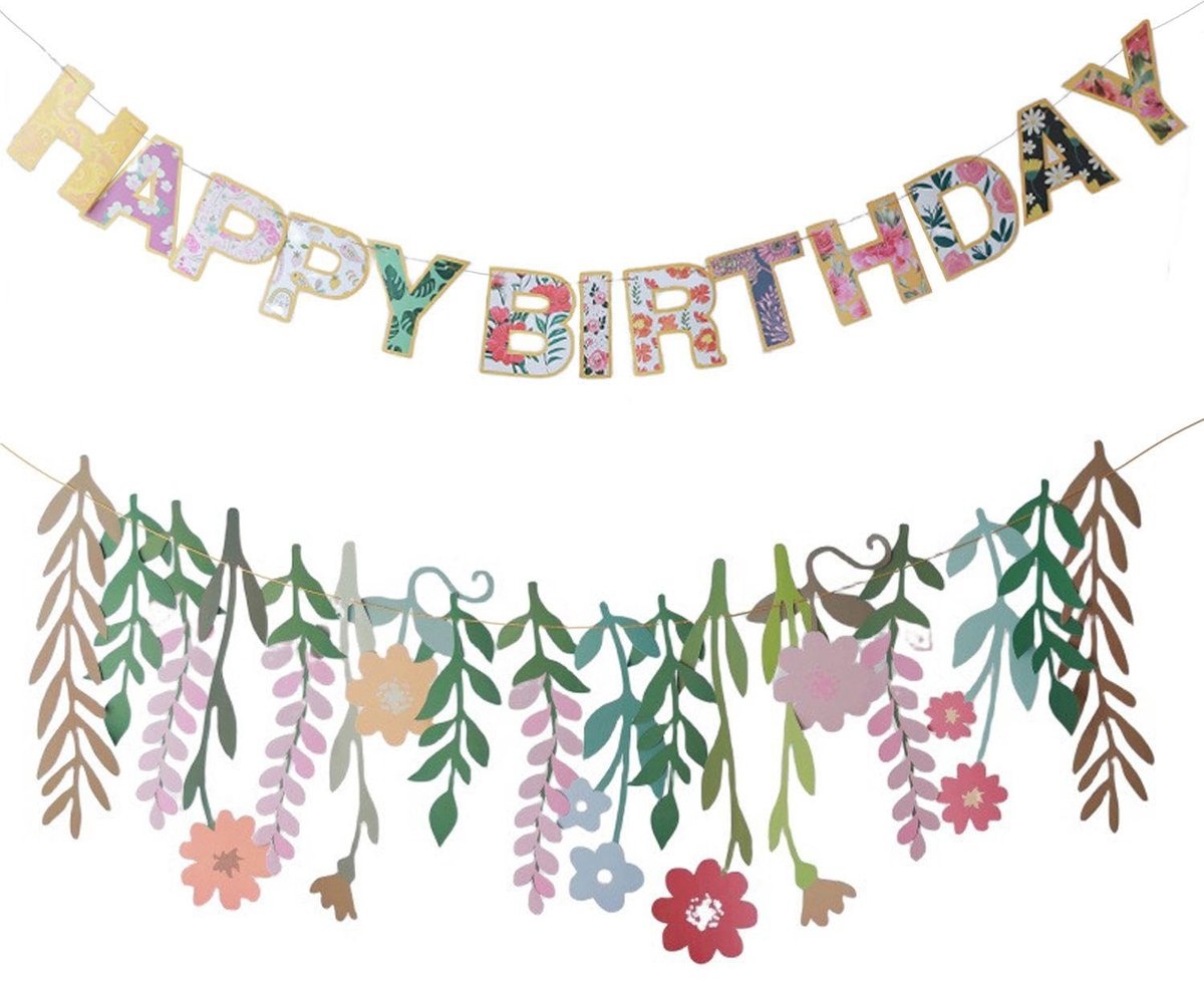 Dailygoods- Feestdecoraties Groene Bladbloemen - Vlaggen - Lentemotieven - Muurdecoratie - Deurframes - Plafonds - Milieuvriendelijk Papier - Decoratie