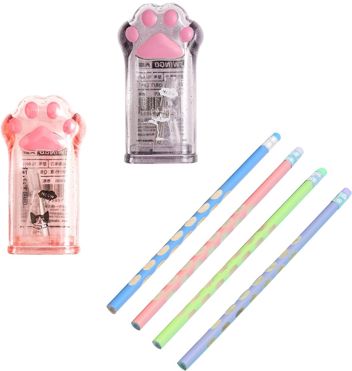Dailygoods- Puntenslijper Dubbel - 2 Stuks - Handmatige Puntenslijper - Met Houder - Roestvrij Staal - Geschikt voor Potloden en Kleurpotloden - Potloodslijper