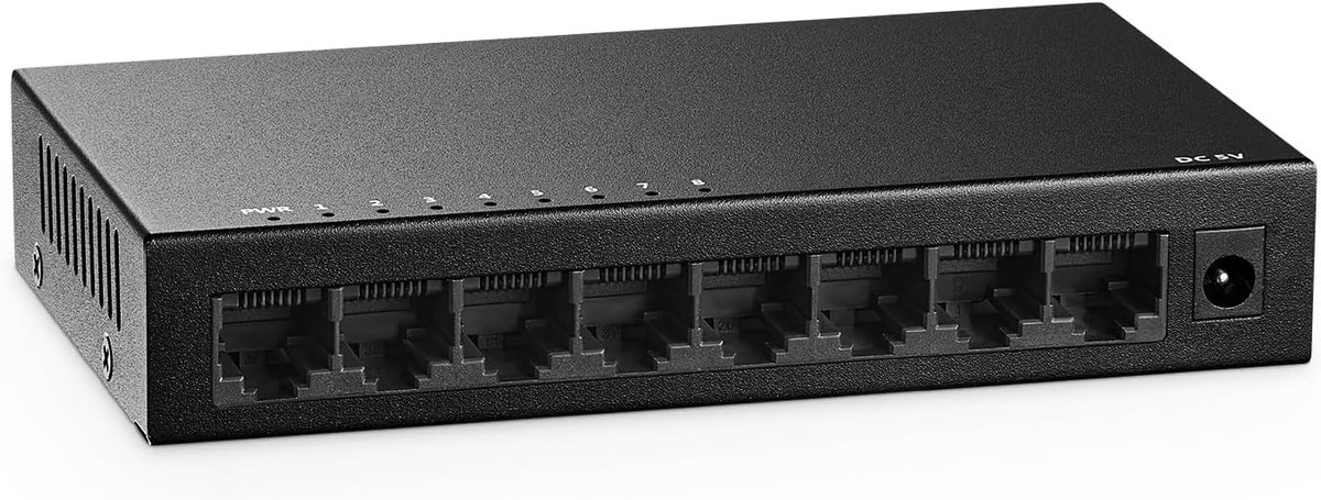 Gigabit Ethernet Switch - Netwerk Hub - Thuis Kantoor - 8 Poorten - 1000 Mbps - Zwart