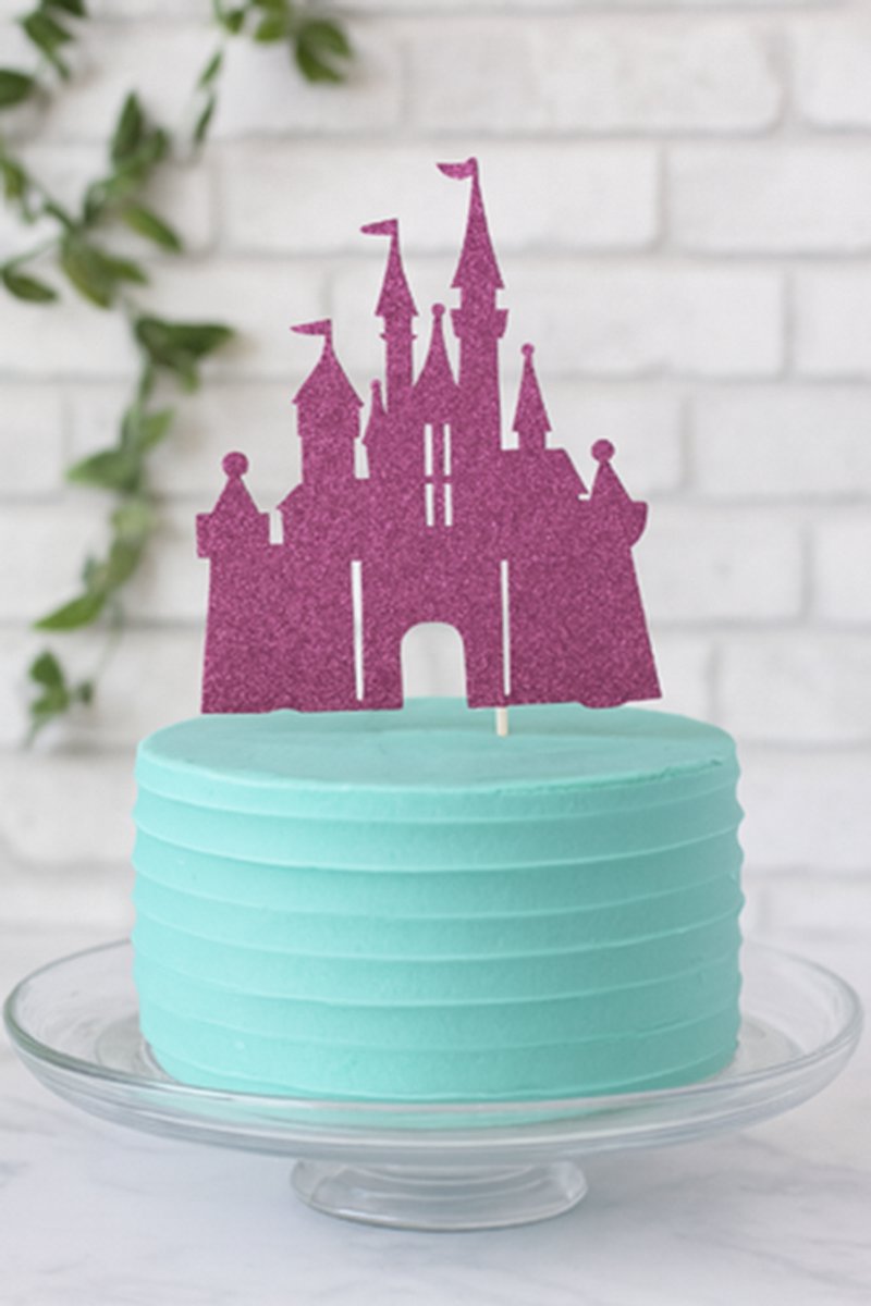Taartdecoratie - Kasteel - Taarttopper - Prins - Prinses - Paars - Glitter
