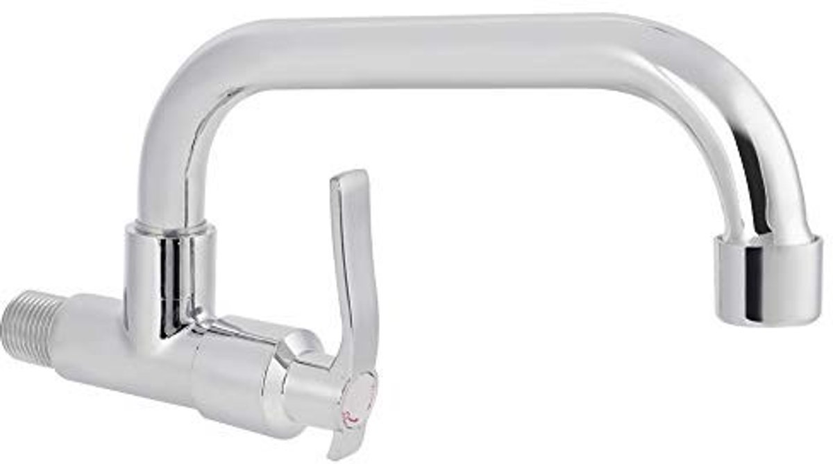 Dailygoods- Koudwaterkraan Wandmontage - Messing Behuizing - Roestvrij Stalen Buis - Ergon