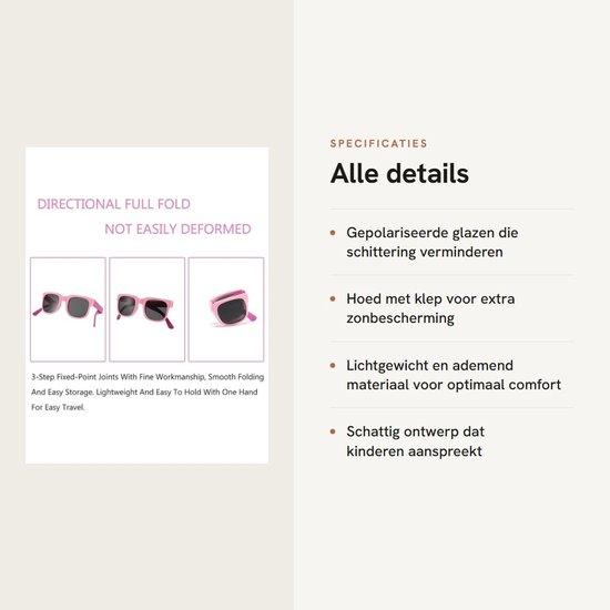 Dailygoods- Zonnebril Kind - Gepolariseerde Zonnebril - Zonnehoed - UV-bescherming 400 - Eenhoornset - Geschikt voor 2-7 jaar - Kindersunglasses van Dailygoods — afbeelding 2