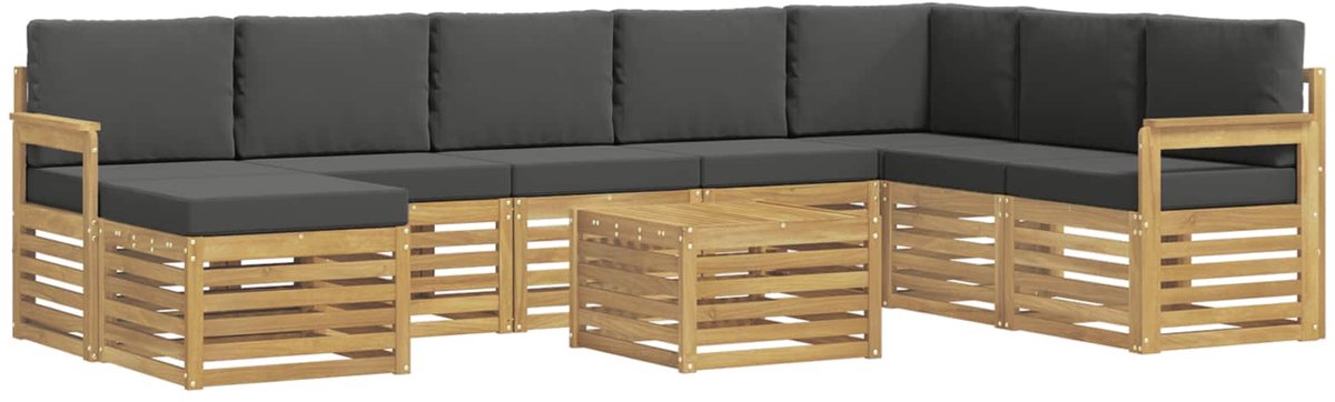 vidaXL Buiten - bank - set - 9 - st - 8-zits - Wit - en - antracietkleurig - Polyester Wit en antracietkleurig