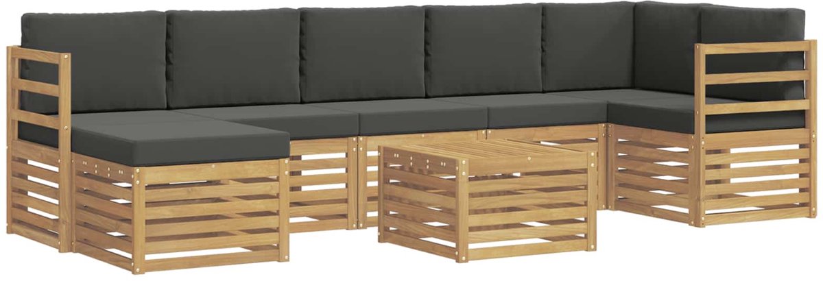 vidaXL Buiten - bank - set - 8 - st - 8-zits - Wit - en - antracietkleurig - Polyester Wit en antracietkleurig