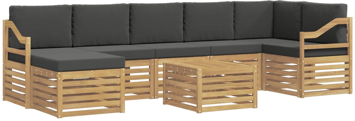 vidaXL Buiten - bank - set - 8 - st - 8-zits - Wit - en - antracietkleurig - Polyester Wit en antracietkleurig