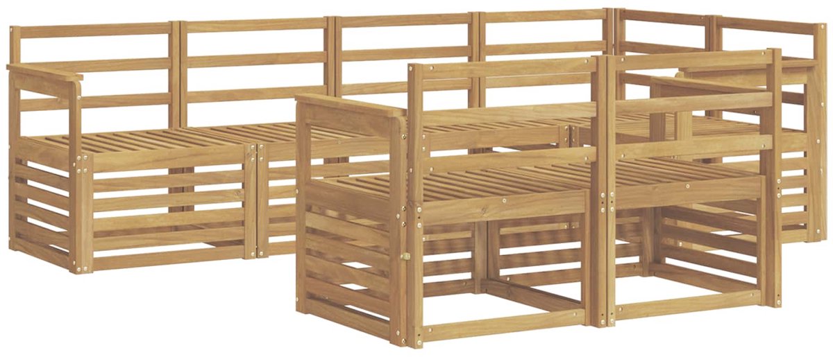 vidaXL Buiten - bank - set - 7 - st - 7-zits - Wit - Massief - Acacia - Hout