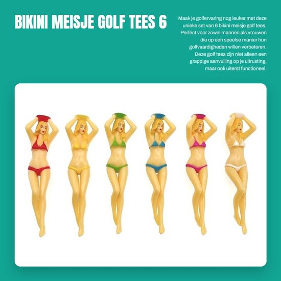 aladdien - Bikini meisje golf tees - 6 stuks - Leuke golfbal houder - 76 mm - Duurzaam kunststof - Geschikt voor mannen en vrouwen - Kasteel ontwerp van Merkloos — afbeelding 4