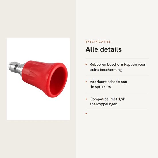 Dailygoods- Sproeikopbeschermers 4 Stuks - Roestvrijstalen Sproeikoptipset - Rubberen Beschermkappen - 1/4" Snelkoppeling - Gatdiameter 1,4 mm - Bescherming tegen Krassen - Hogedrukreiniger Sproeiers van Dailygoods — afbeelding 2