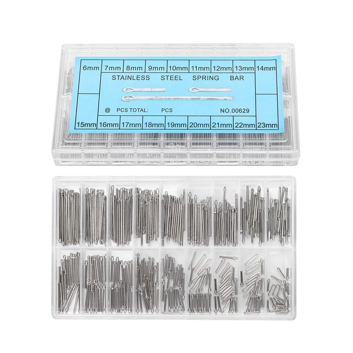 Dailygoods- Splitpennen 360 Stuks - Horloge Reparatie - Roestvrij Staal - 18 Maten - Professioneel Ontwerp - Opbergdoos Inclusief - Horloge Pennen