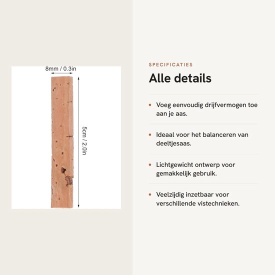 Dailygoods- Kurkstok Eikenmateriaal - 10Pcs - Drijvend - Lichtgewicht - Eenvoudig te gebruiken - 5 cm Lengte - Vishaak van Dailygoods — afbeelding 2