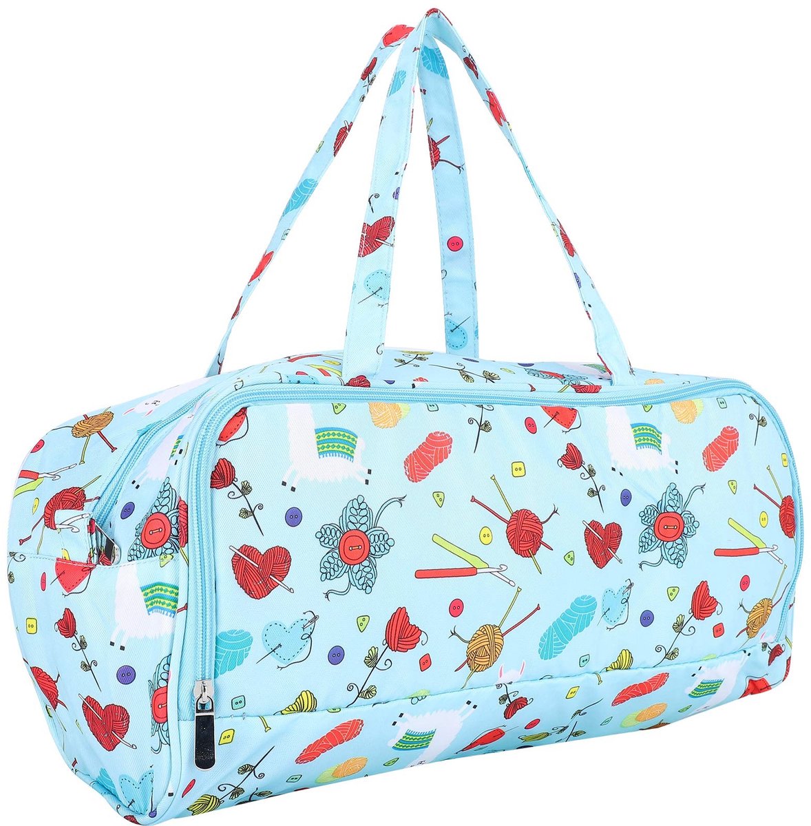Dailygoods- Opbergtas Grote Capaciteit - Haaknaaldzak/Breinaaldzak - Waterdicht - Duurzaam 600D Oxford Doek - Modieus Ontwerp - Geschikt voor Boodschappen/Reis