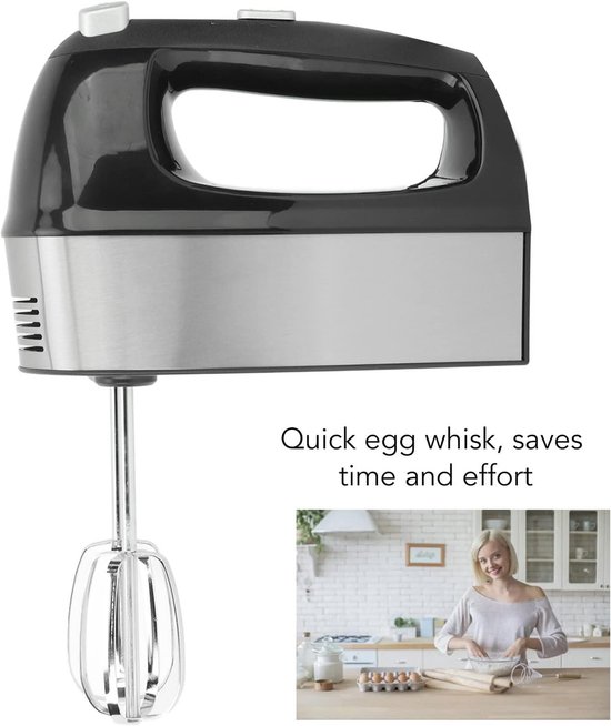 Elektrische Handmixer - Keukenmixer Klopper - Bakken en Koken - 5 Snelheden Krachtig - 500W Vermogen - Zilverkleurig — afbeelding 4