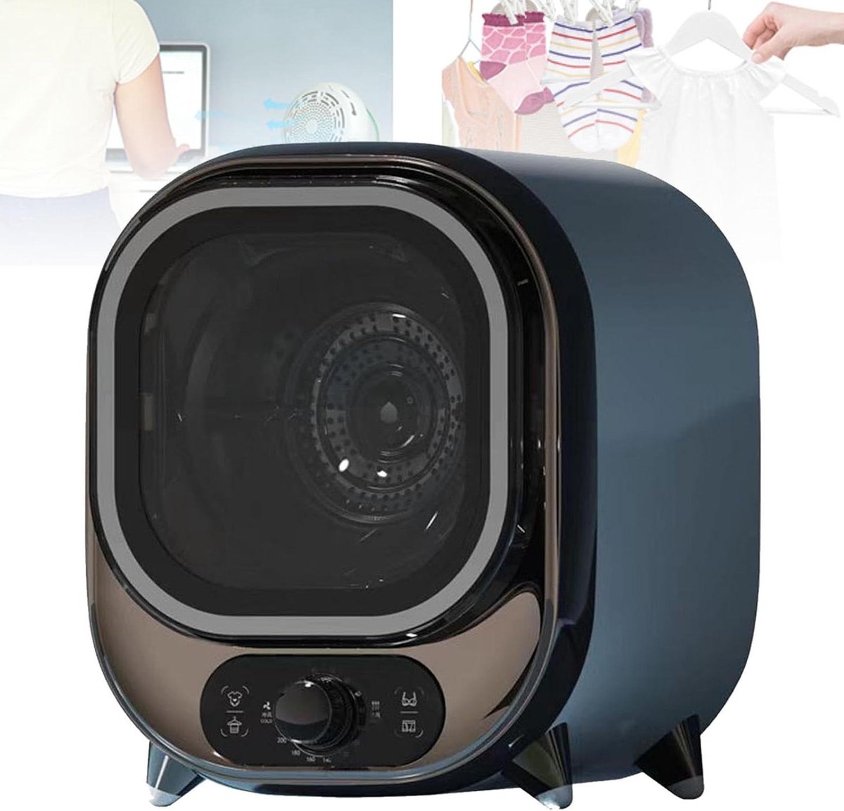 Compacte Wasdroger Draagbare Condensdroger Snel Kleding Drogen Dubbele Temperatuur Instellingen 0.8 kg Capaciteit Blauw