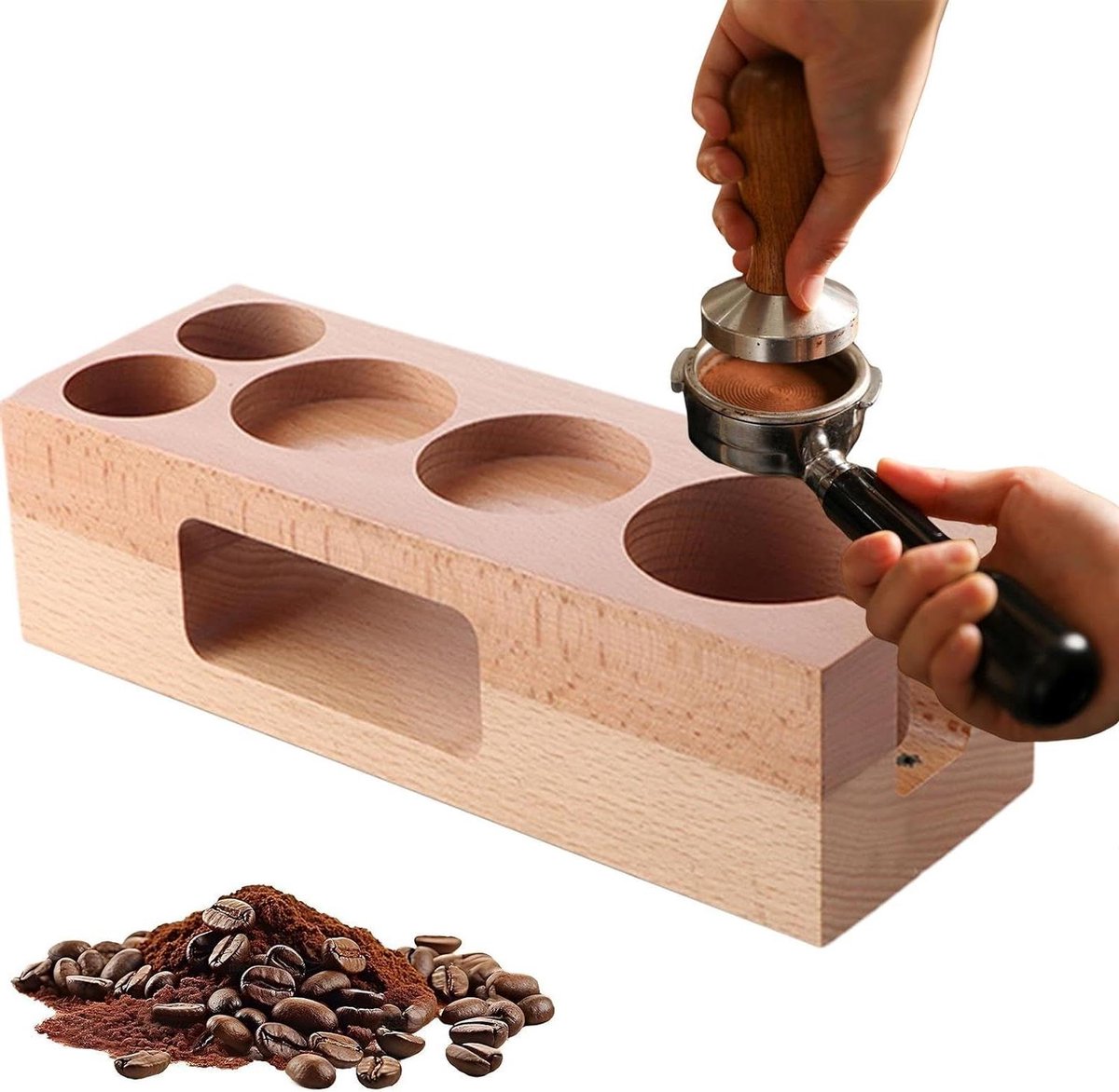 Aanstampstation Koffie Accessoire Houder Espresso Bereiden Multifunctioneel Houten Station 58 mm Houtkleur