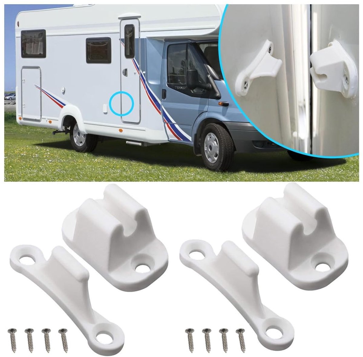 Dailygoods- Deurstopper T-vormig - Deurstopper voor campers - Deurstopper voor caravans - Nylon - 2 stuks - Universele toepassing - Deurhouder