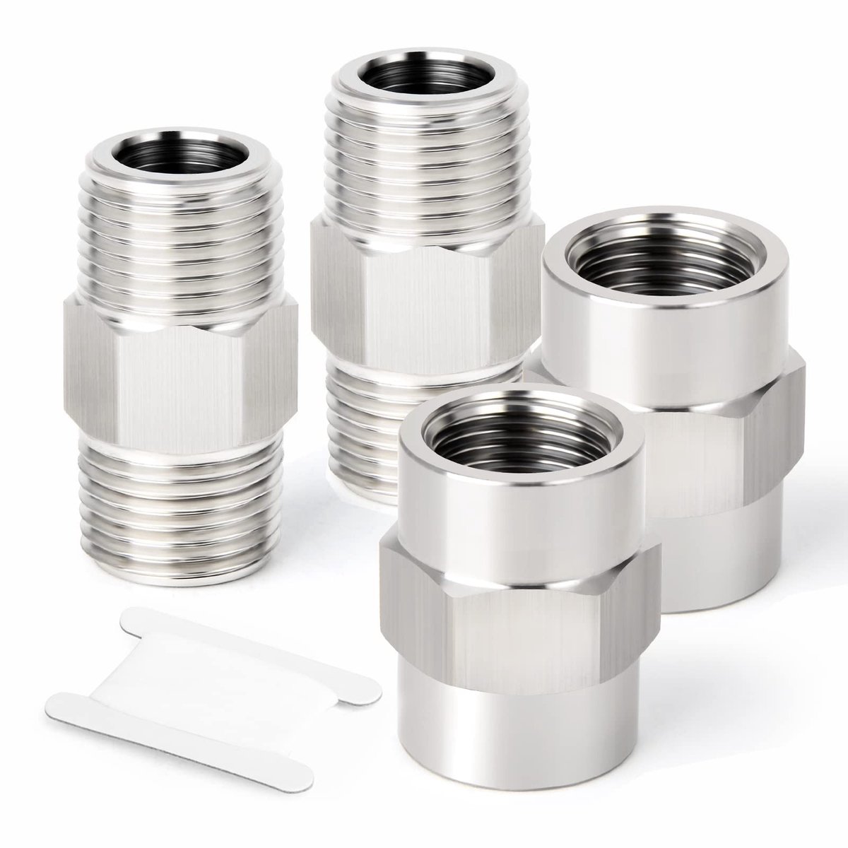 Dailygoods- Slangkoppeling 1/4" BSP - 4 Stuks - Gesmeed Roestvrij Staal - Buitendraad/Binnendraad - Temperatuurbestendig - Eenvoudige Installatie - Buisverbinding
