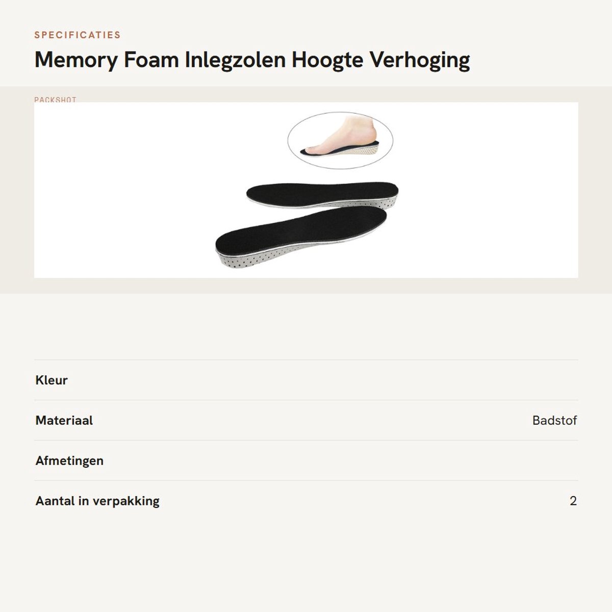 Dailygoods- Inlegzolen Memory Foam Hoogte Verhoging - Inlegzooltjes Dames/Heren - Onzichtbare Lift Inserts - Verhoogde Binnenzool - 2,3 cm Hoogte - Comfortabel en Slijtvast - Schoenlift
