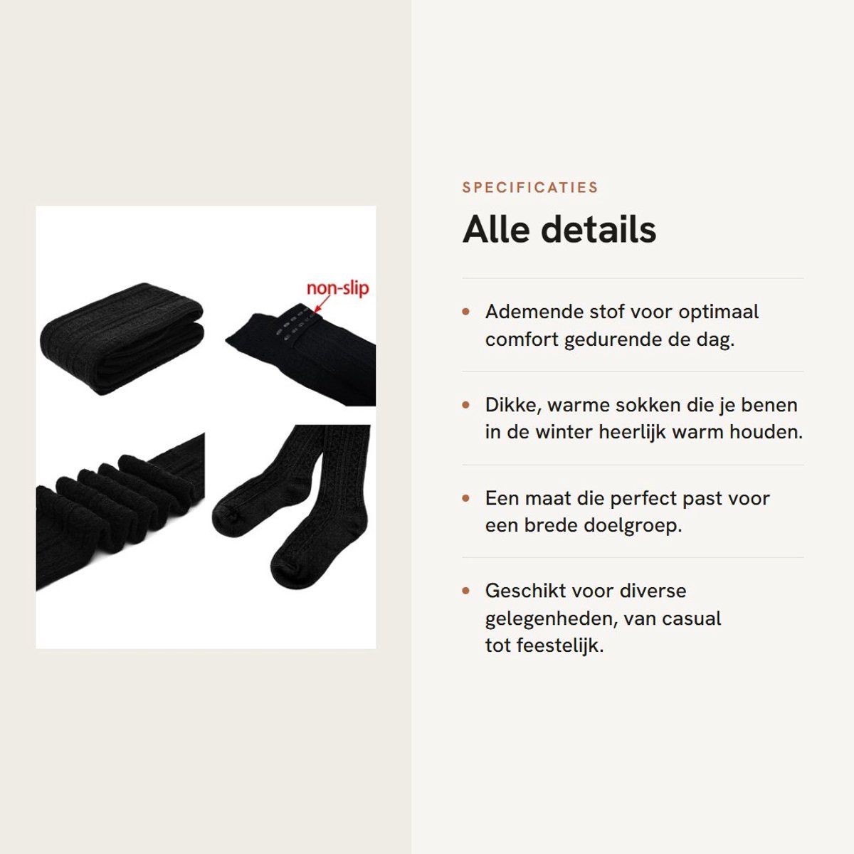 Dailygoods- Overknee-sokken Dames - Lange Kousen - Gebreid - Ademend - Katoen - Huidvriendelijk - Duurzaam en Elastisch - Kniekousen