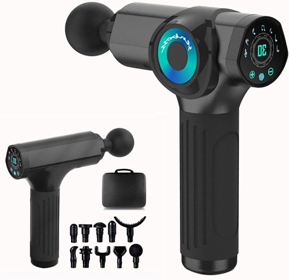 Massage Gun - Spierherstel Apparaat - Spierontspanning Na Sport - 30 Snelheden LCD - 12mm Diepte - Zwart