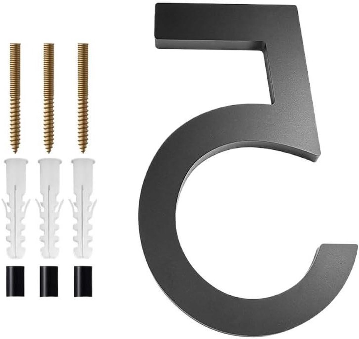 Metalen huisnummers - Zwevend adres - Huis identificatie - Modern 3D ontwerp - 125mm hoogte - Zwart