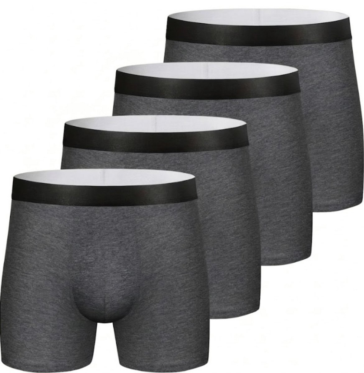Grijze Heren Boxershorts Ondergoed Set van 4 Sport Elastische Tailleband Stretch Boxer Shorts Comfort Pasvorm Ademend Basic Ondergoed Maat XXL