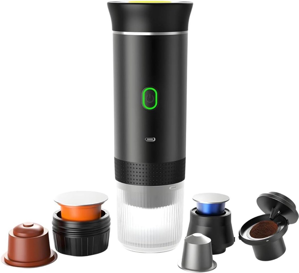 Draadloze draagbare elektrische koffiemachine – USB-C, zelfverwarmend, opladelbaar – Zwart