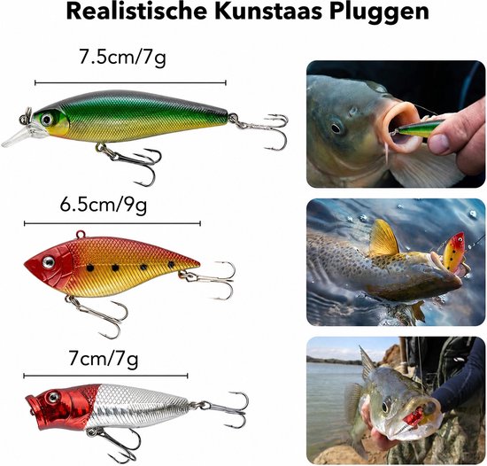 DOWO Kunstaas Set 78-delig - Kunstaas Roofvis - Visaas met Softbaits, Jigs, Pluggen en Wormen - Incl. Tacklebox - Kunstaas Snoek en Baars — afbeelding 4