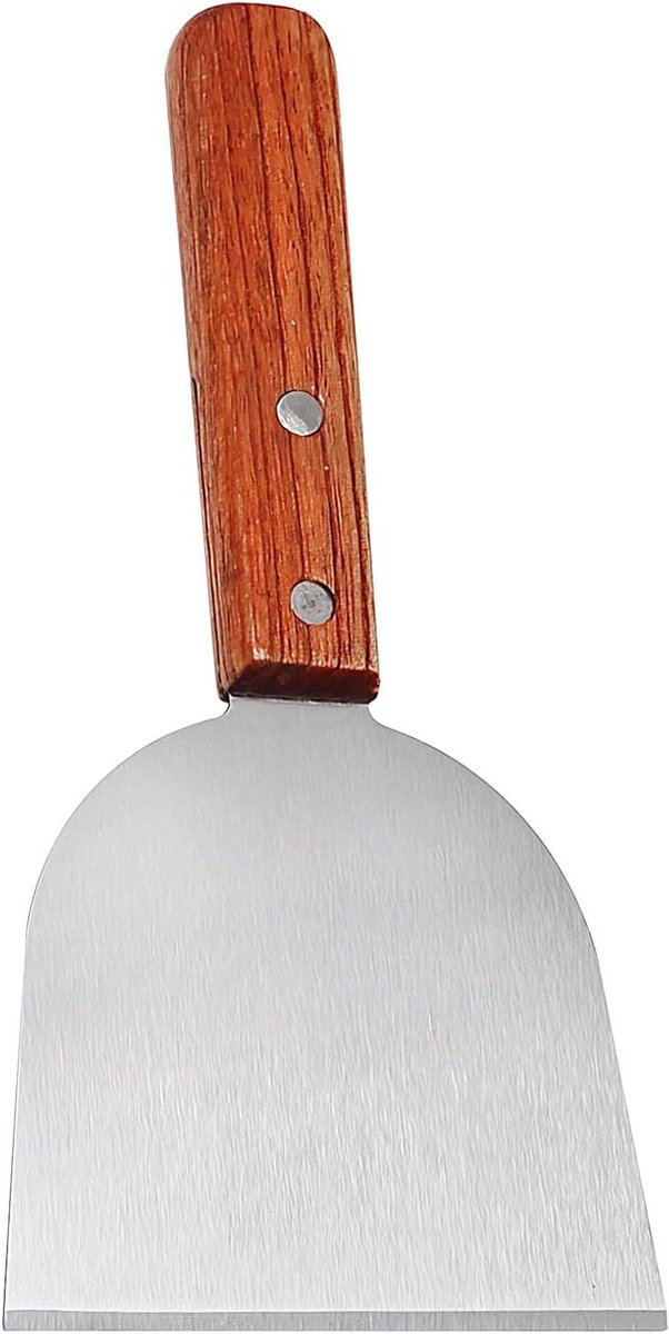 Grill Schraper Bakplaat Spatel Grill Reinigen Houten Handvat 22x13 cm Zilver