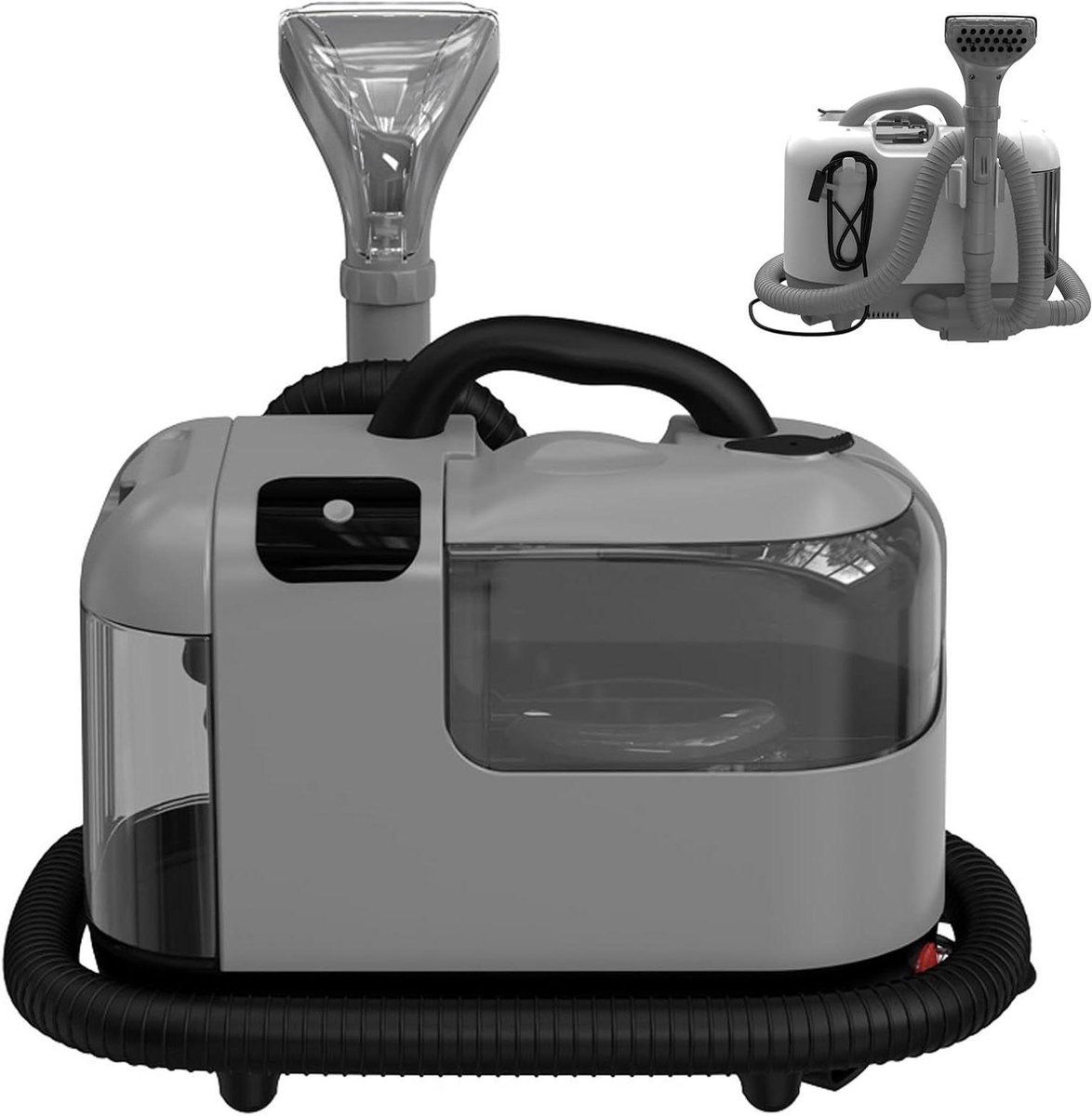 Stoomreiniger Tapijt - Bekleding Reiniger - Dieptereiniging Huis - Hoge Temperatuur Stoom - 1200W 13000Pa - Grijs