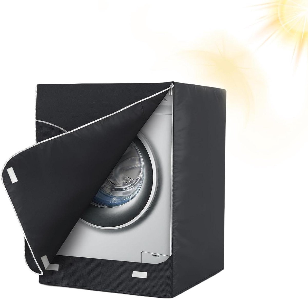 Wasmachineafdekking Droger hoes Apparaat beschermen UV-bestendig waterdicht 69 x 84 x 99 cm Zwart
