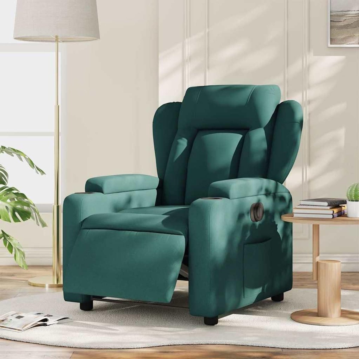 Elektrische Relaxstoel - Zitmeubel Comfort - Ontspannen Thuis - Automatische Ligfunctie - 77 x 149 cm - Donkergroen