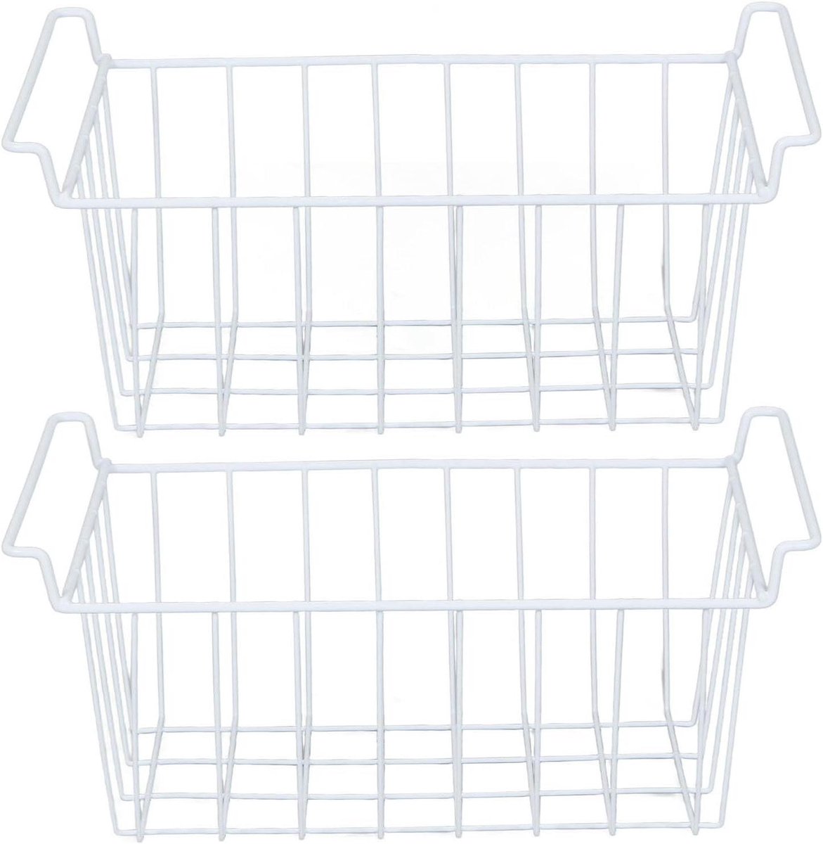 Vriezer Organizer - Opbergmand Koelkast - Voedsel Sorteren - Stevige Metalen Constructie - 39x24.5x20cm - Wit