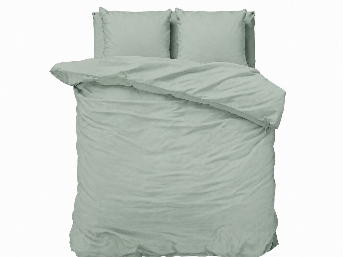 Decoware Dekbedovertrek Uni 200x220 cm - Groen - Katoen - Met Kussenslopen - Tweepersoons