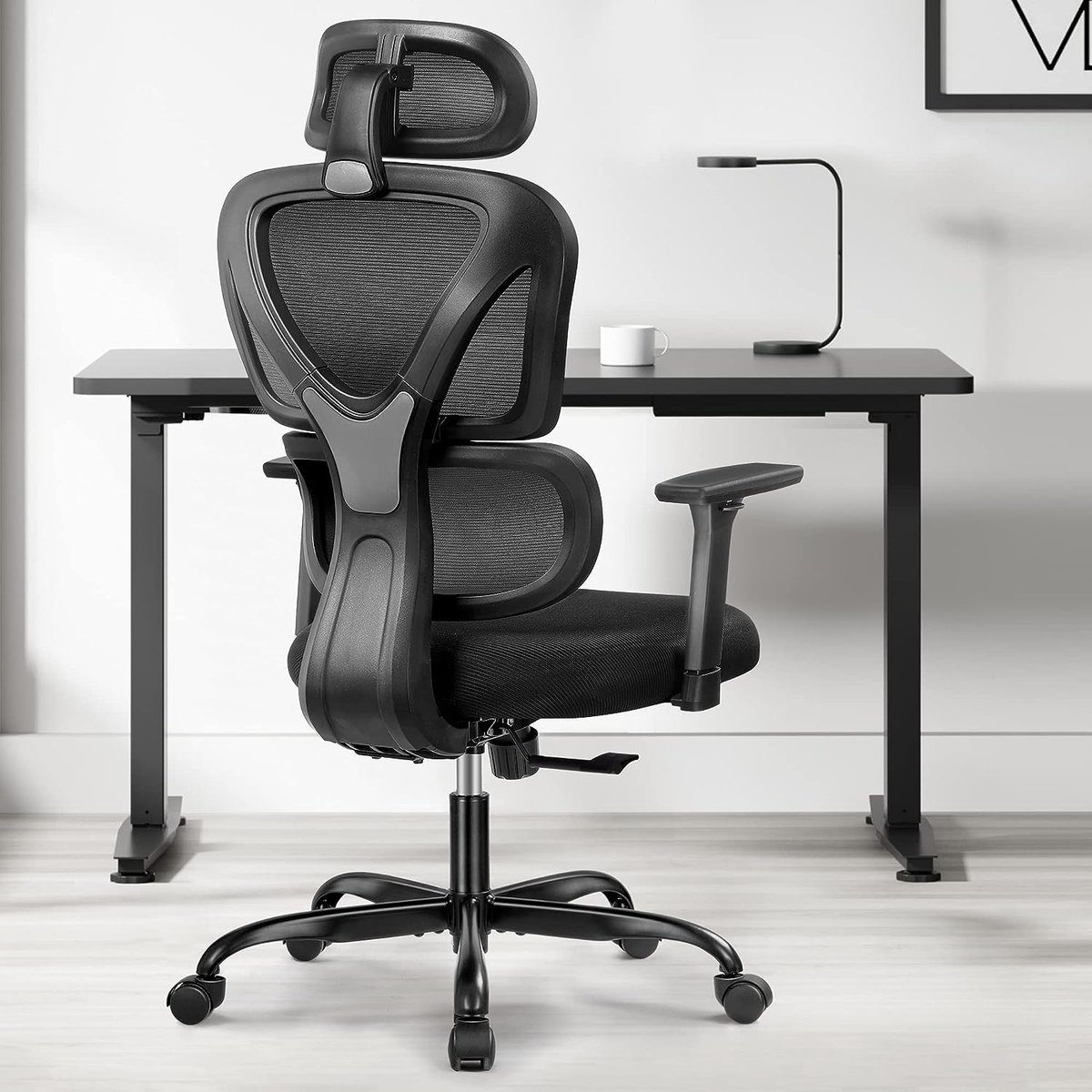 FelixKing Ergonomische Bureaustoel, Universele Soepele Wielen, Draaibare Bureaustoel voor Thuis, 3D Verstelbare Armleuningen en Hoofdsteun, Kantelbaar, Zithoogte Verstelbare, Hoge Rugleuning Computerstoel met Lendensteun, Gamingstoel voor Thuis