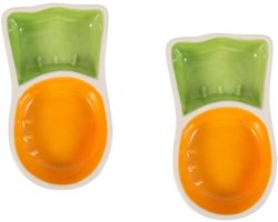 Keramische Voerbak - Huisdier Kom - Voeren en Water Geven - Wortelvorm Ontwerp - 2 Stuks 11 cm - Oranje