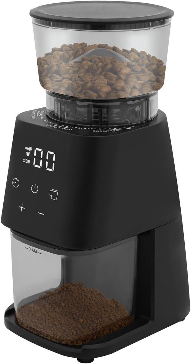 Koffiemolen, elektrische koffiemolen, met 30 maalinstellingen, 150 W koffiemolen, voor espresso, druppelkoffie en French Press