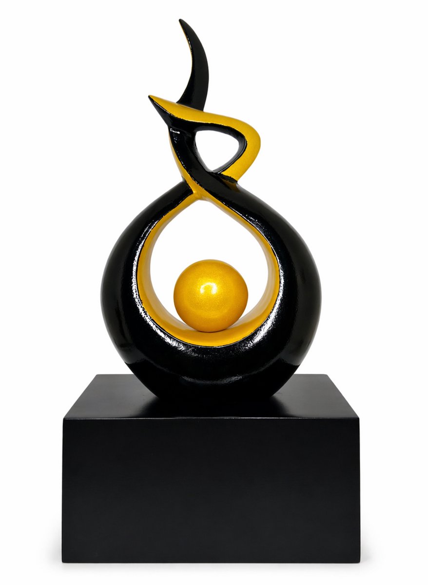 Kunst As Urn - 3.5 Liter - Abstract Black - Sculptuur - Handgemaakte urn - Urn - Crematie Urn - Uniek - Voor Huisdieren of Menselijk As - Crematie As - Decoratie Urn