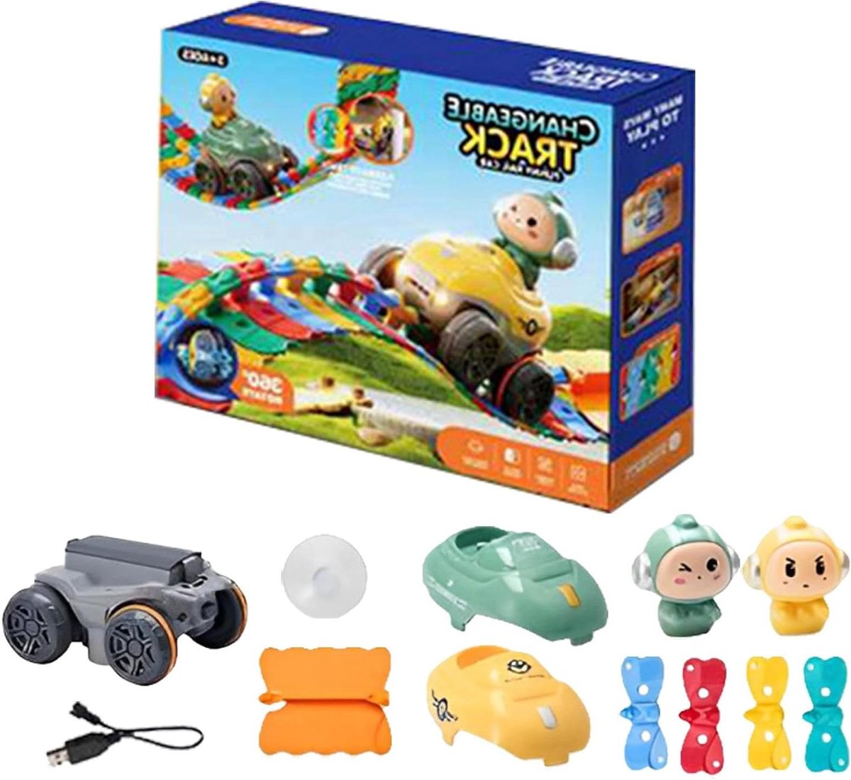Scooter Coaster Track Toy | 4 inch achtbaanbouwset | STEM speelgoed voor kinderen | educatieve racebaan set met veranderbare trajecten en auto, duurzame ABS-constructie vanaf 4+ leeftijd