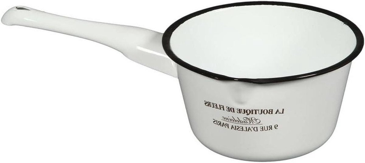 Kookpan met Handvat - Kasserol Emaille - Keuken Decoratie - Antiek Karakter - 11.5 cm Diam