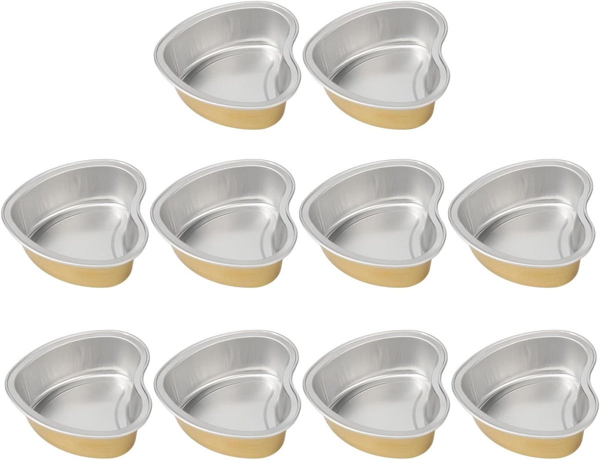 Wax Smelt Schalen - Aluminium Bakjes - Gezichtsbeharing Verwijderen - Hartvormig Design - 10 stuks - Goud