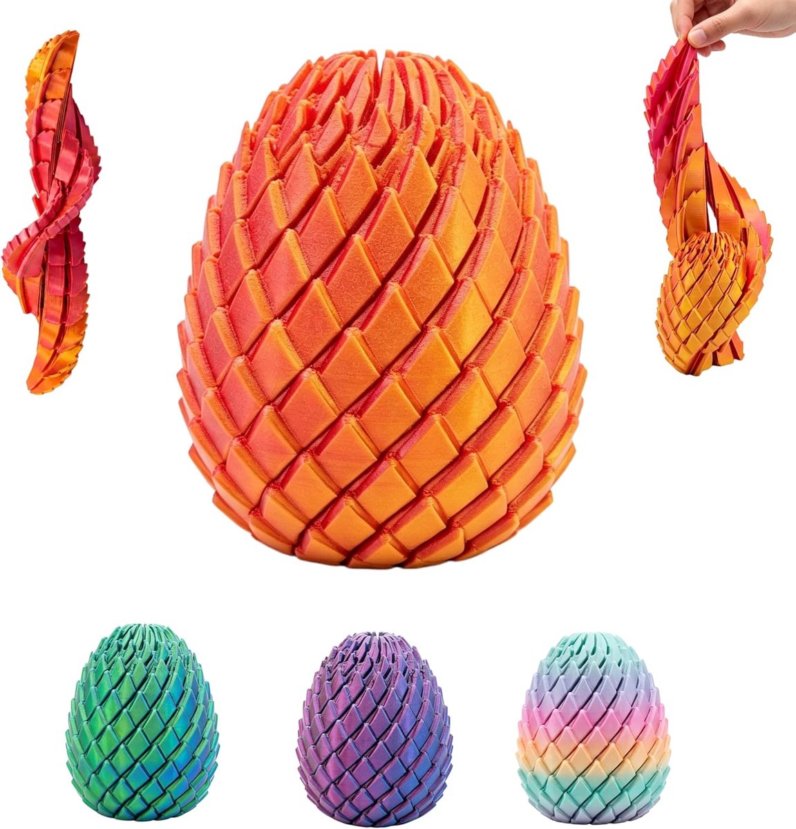 Oneay 3D Geprint Draak Ei Friemelspeelgoed – Draaibare Fidget Toy voor Focus en Ontspanning, Sensorisch Stress Speelgoed voor Kinderen en Volwassenen, Rood Goud