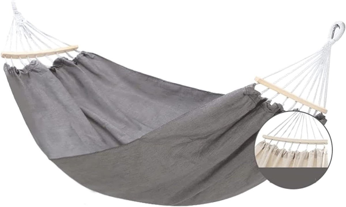 Draagbare Hangmat - Camping Hangmat - Ontspannen Buiten - Anti-rollover Ontwerp - 200-300kg Draagvermogen - Lichtgrijs